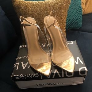 Rose Gold Sling Back open Toe Heels